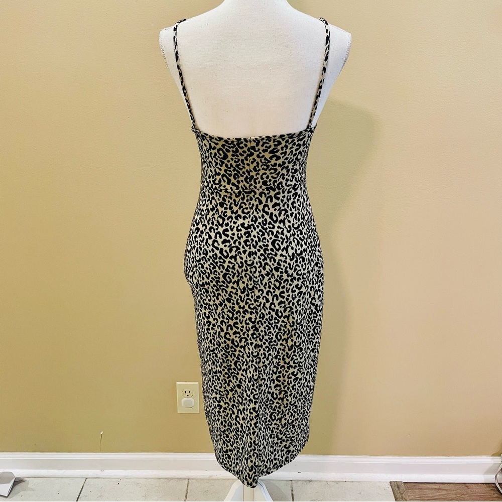 Zara Leopard Print Spaghetti Strap Midi Dress Small - Picture 4 of 5